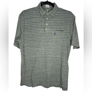 Johnnie-O Men’s Neese Green Kiwi Polo with Blue Stripes Small Hangin’ Out